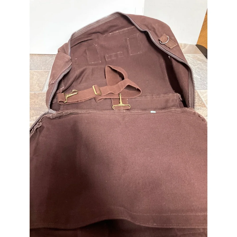 Lands End Square Rigger Vintage Brown Canvas Briefcase Laptop Bag Monogram TEB